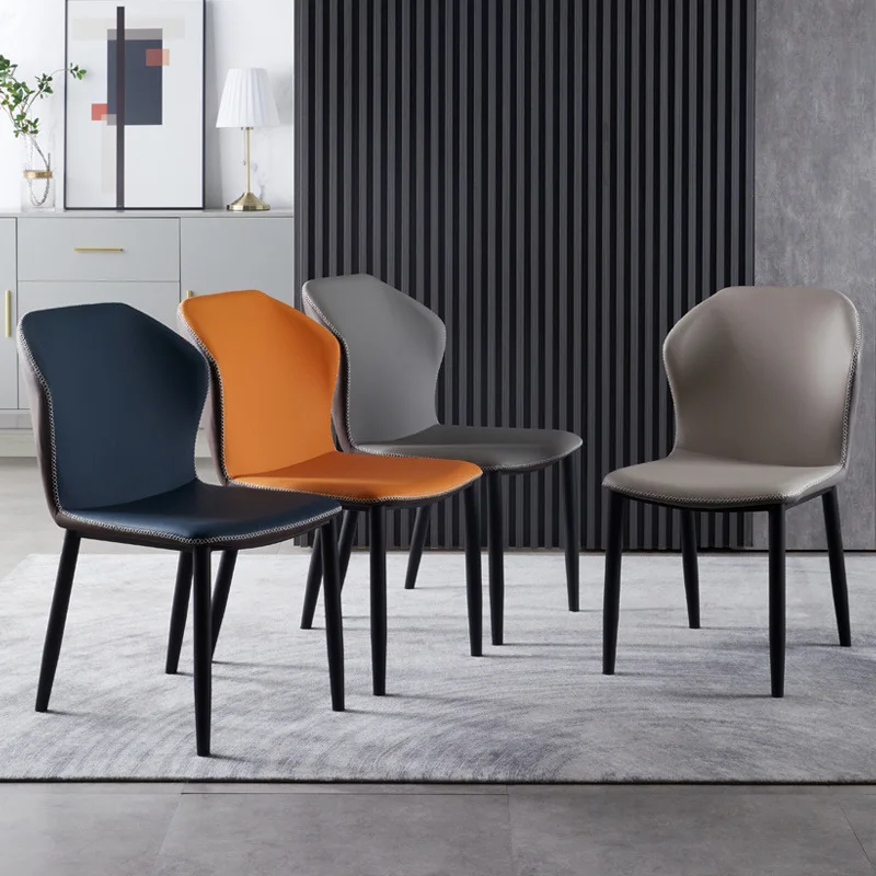 Luxury Dining Chair Set Genuine Leather Velvet Fabric Seat with Modern Design Metal Indoor Furniture for China Restaurant
