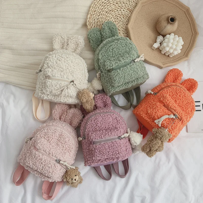 Cute Baby Backpack Bag Plush Rabbit Infant School Bag Kids Backpacks Kindergarten Multifunctional Children Messenger Bags