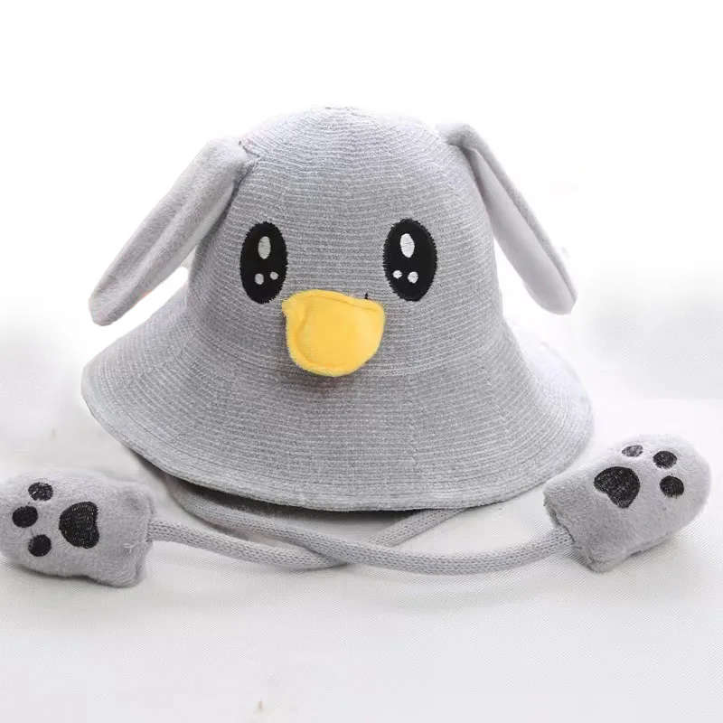 Funny Duckie Hat With Moving Ears Cartoon Duck Ears Beanie Hat Chenille Knitted Airbag Cap Party Costume Birthday Gift Toy Hats
