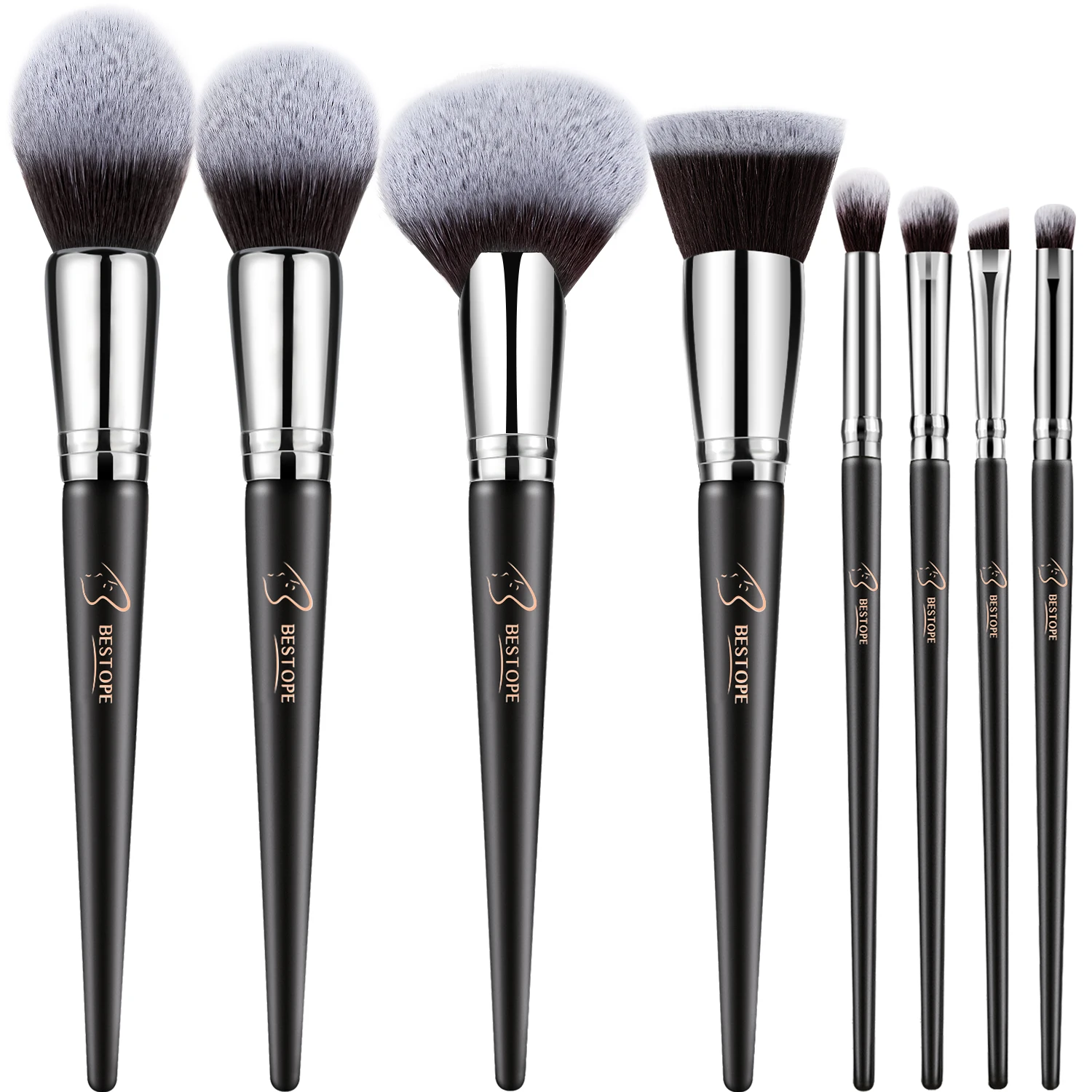 Bestope Manufacture Hot Sale 8 Pcs Black Luxury Professional Private Label Custom Makeup Brush Set