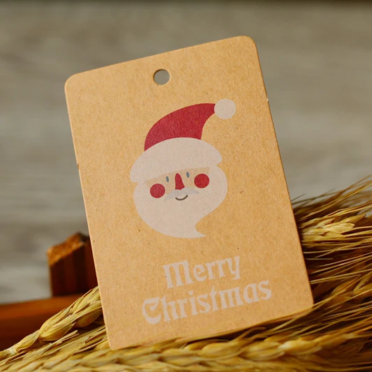 Die cut Christmas kraft paper hang tag customized luxury printed logo clothing seal tags