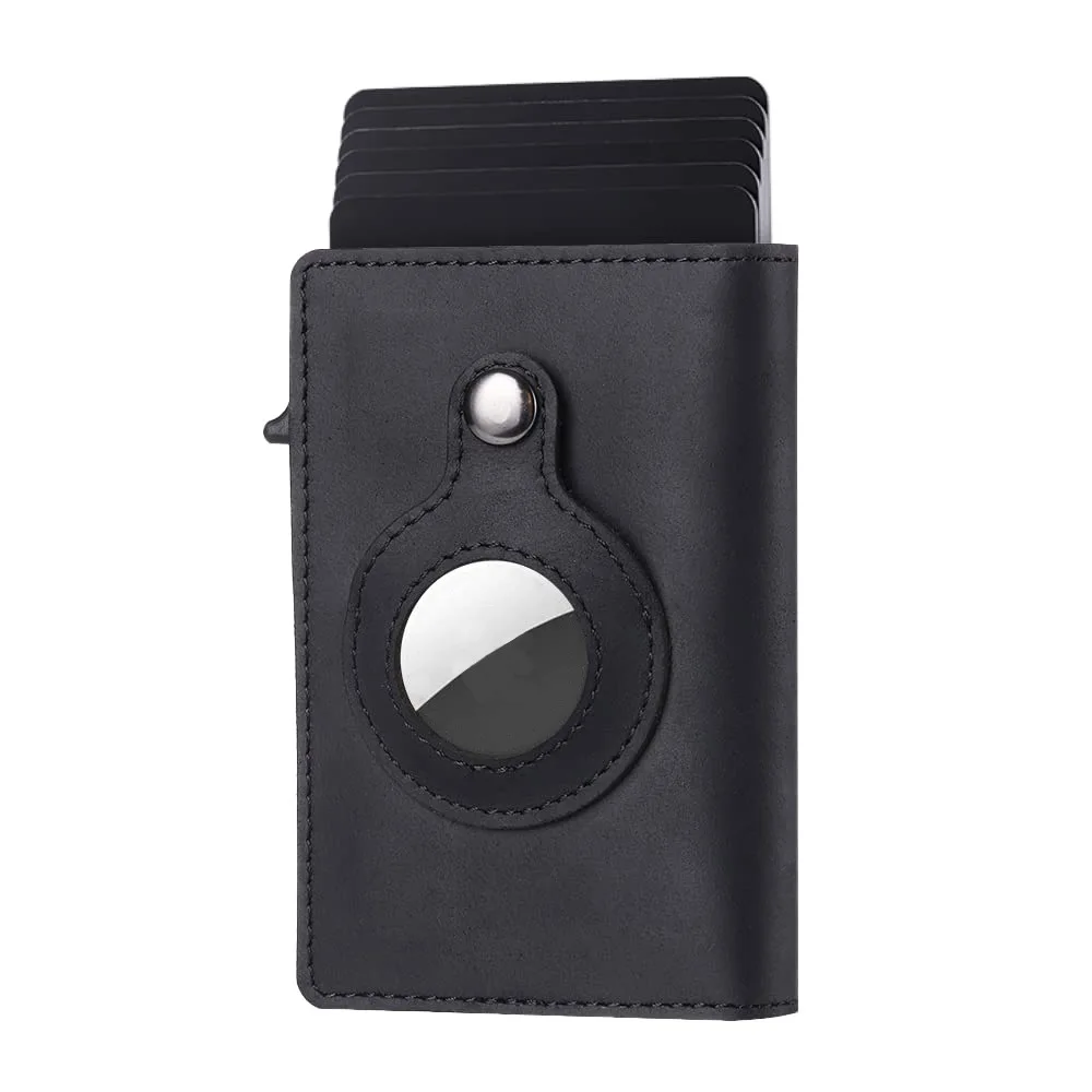 Amazon Hotsale airtag card holder wallet Tri-fold Black Pu Wallet airtag Wallet With Card Box