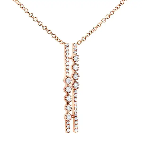 FirstMadam 14K Gold Dainty VS Natural Diamond Double Parallel Necklace For Women Stacking