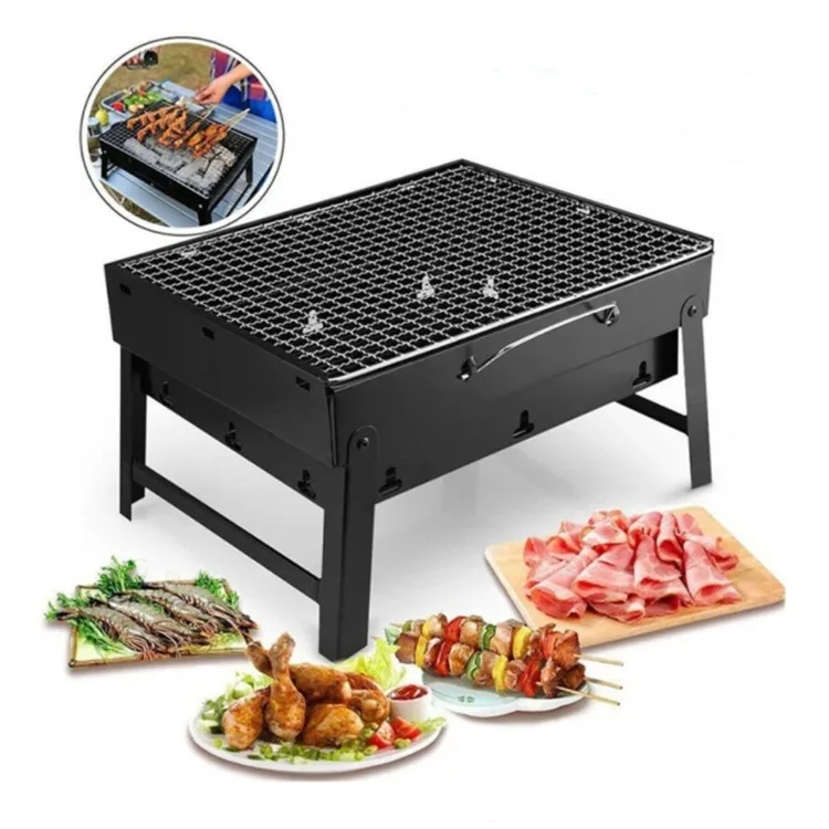 custom logo barbecue accessories Cold Rolled Steel Outdoor Camping Picnic Tool Barbecue Charcoal Grill Stove Foldable BBQ