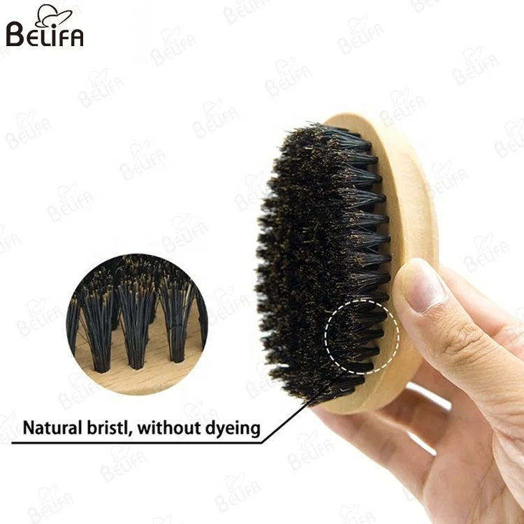 Wholesale Custom logo Private Label Professional Natural Wild Boar Bristles Hair Barber Wood Wooden Mens Beard Brush for Men