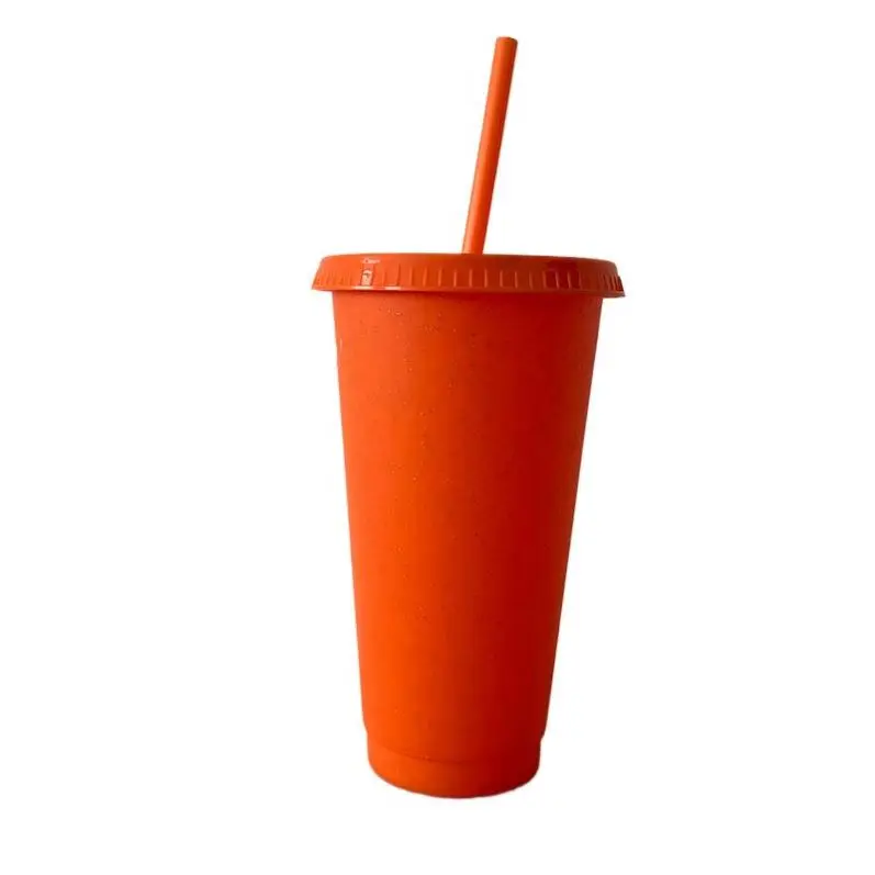500Ml/710Ml BPA Free Colorful Reusable Plastic Straw Cups Reusable Hard Plastic Venti Cold Cup for Summer Drinking
