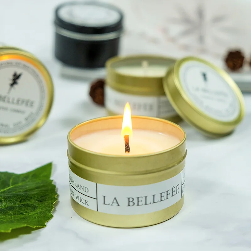 Luxury Home Decor 70g Metal Can Jar Soy Wax Candle Floral Coconut Vanilla Custom Private Label Essential Oil Holiday Ramadan