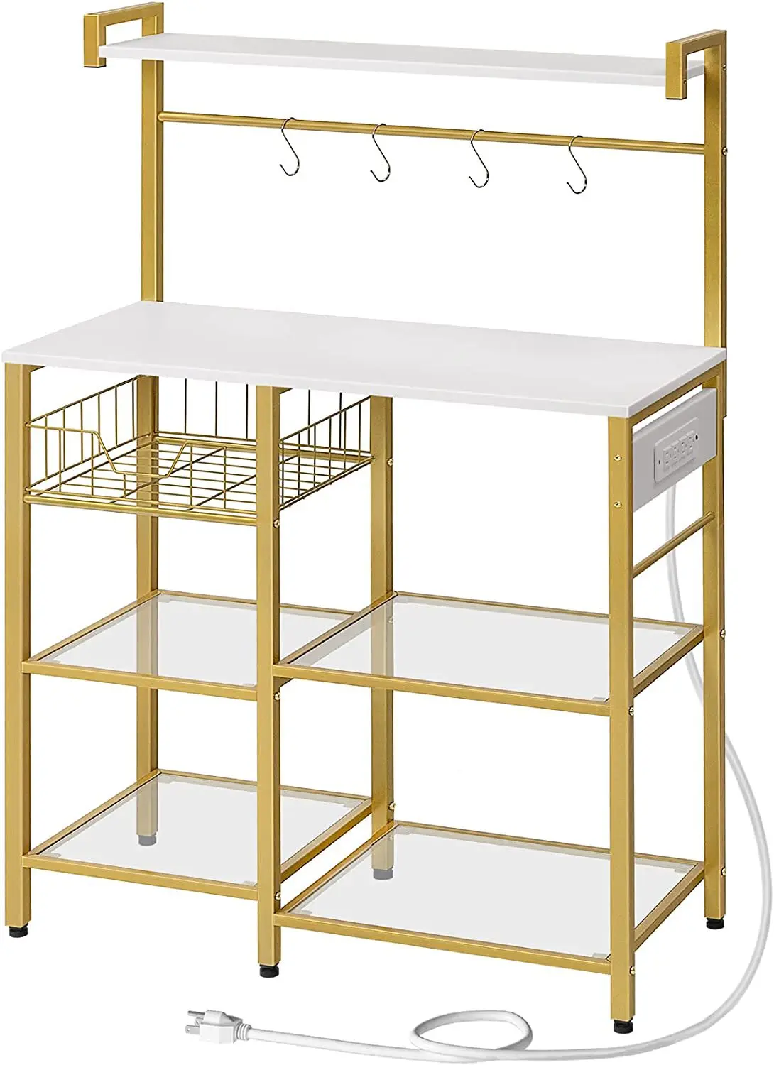 Multi-purpose bedroom furniture kitchen furniture toughened glass bread rack with 4 s-hook