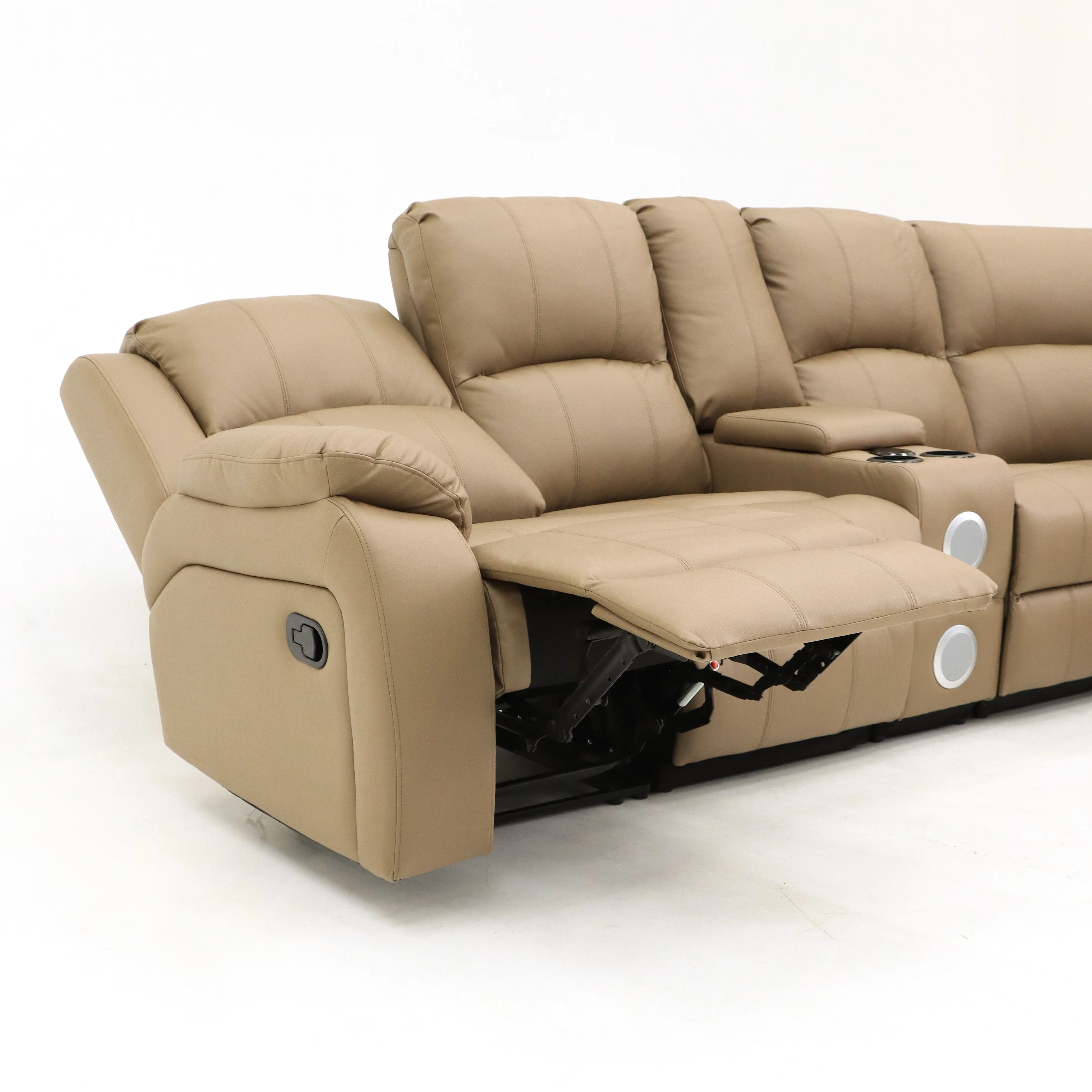 Geeksofa ZOY  Factory Direct Sale Recliner Sofa Set Synthetic Leather 5 Seats With USB Music Speaker For Living Room Furniture