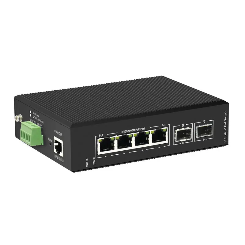 Industrial switch 10/100/1000Mbps 4 port ethernet industrial POE Switch support 45-54V power supply