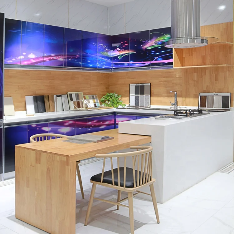 china factory wholesale customized 3d modern high gloss glass kitchen door cabinet designs