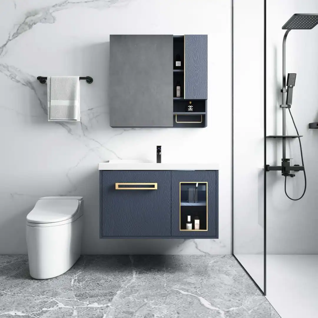 Wall cabinet Bathroom hand wash basin cabinet vanity with mirror wall mount two doors cheap vanity in wholesales