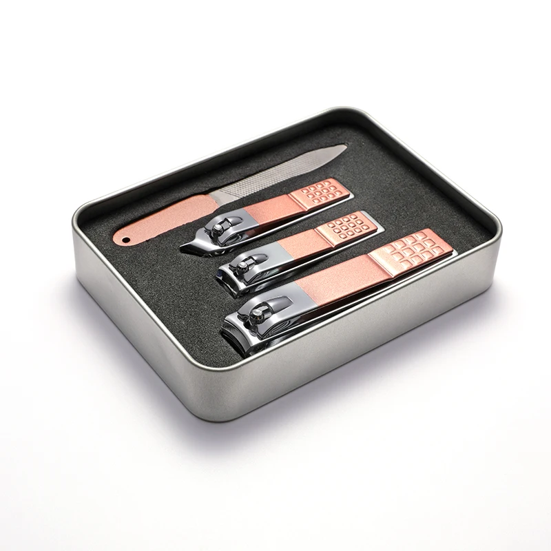 Customized Professional Grooming Kits 4 Pieces Manicure Set Rose Gold Nail Clippers Used In Manicure And Pedicure Kit