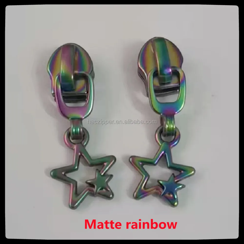 H1051 double star rainbow nylon zipper pull