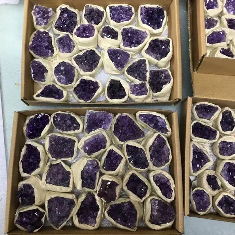 Sample discount  on sale 20*14cm high quality natural amethyst cluster that Customized crystal quartz block with box