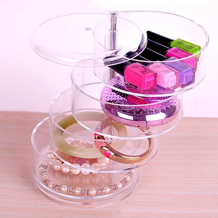 Plastic Crystal Rotating Makeup Cosmetic Organizer Factory Price Rotating Jewelry Box