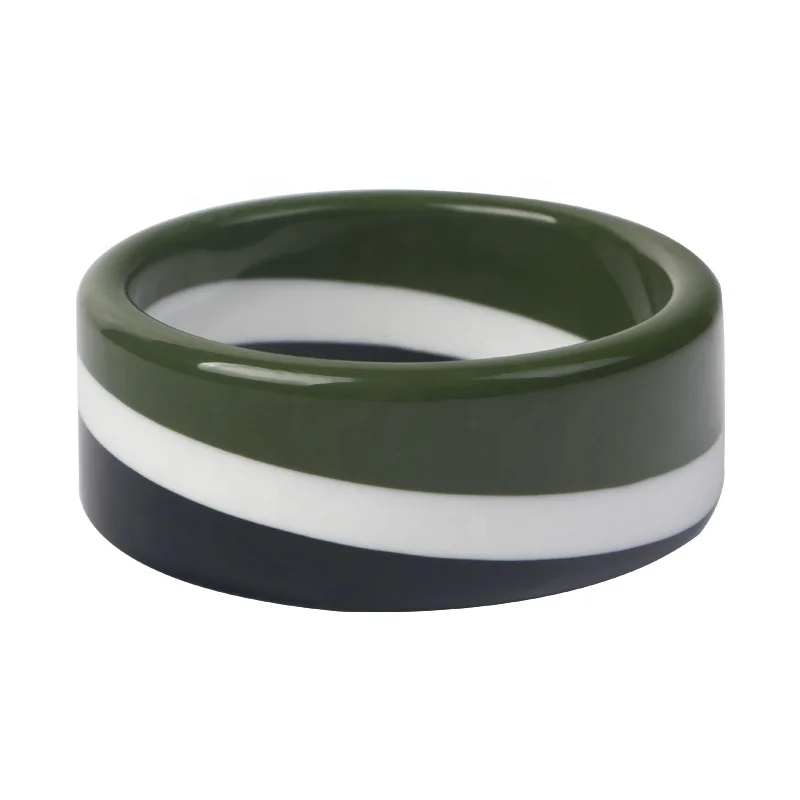 Customized Autumn Winter Three Tone Colour Stripe Plastic Craft Minimalist Resin Bangle Bracelets Jewelry