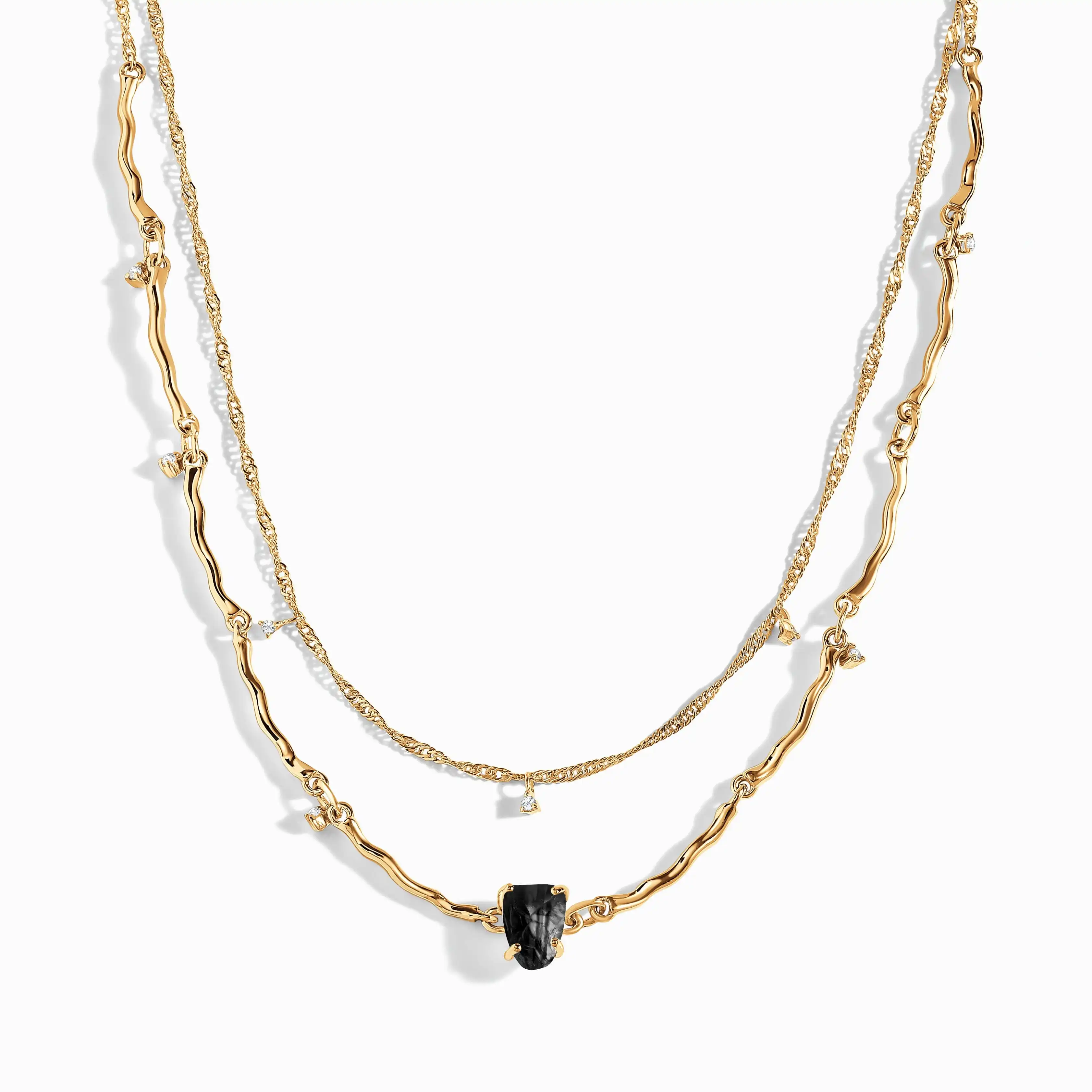 Роскошный натуральный черный обсидиан необработанный Кристалл ручной работы позолоченное ожерелье Модные ювелирные изделия ожерелья