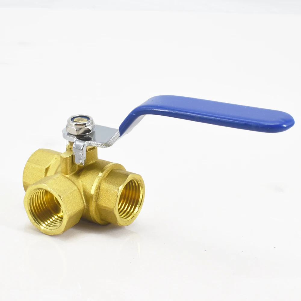 3 Way Ball Valve Internal Threaded L  /  T Type 1/2 3/4 1 1-1/4 1-1/2 2 Inch Brass Three-Way Brass Ball Valve for water use