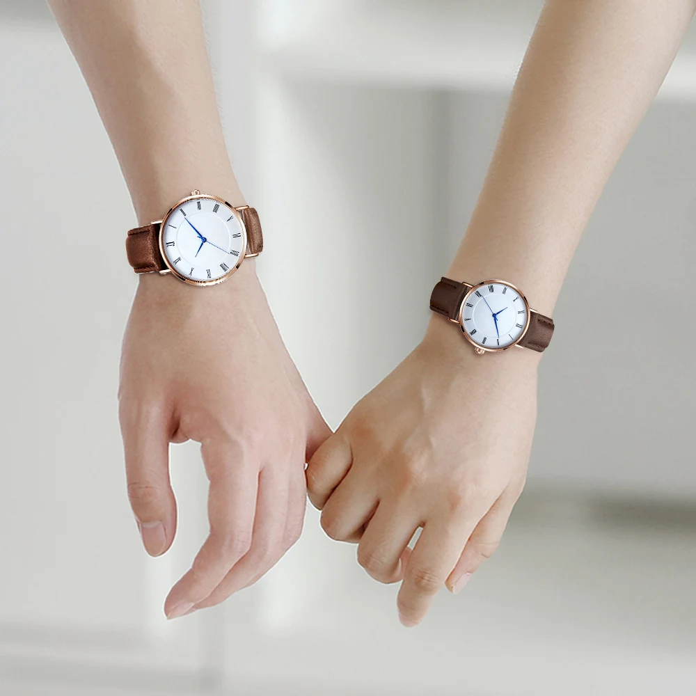 WYGICOO Gold Plated Black Men Women Wristwatch Lover Gift Sets Couple Watch With Gift Box