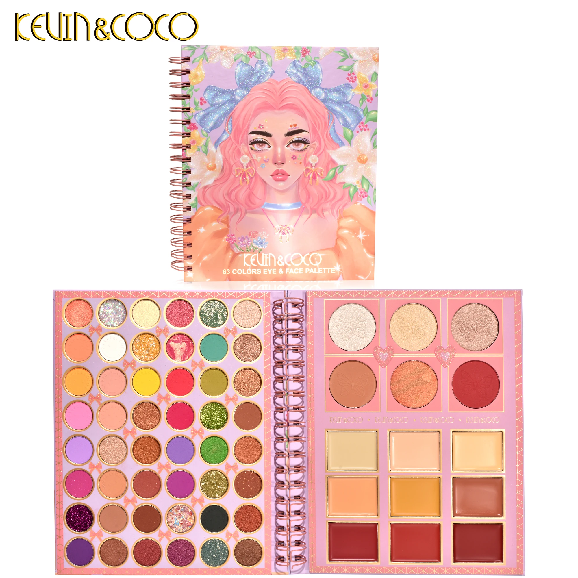 Hot Sell Kevin coco palette makeup set all in 1 Eye shadow palette High pigmentation Cosmetic paleta de sombras por mayoreo
