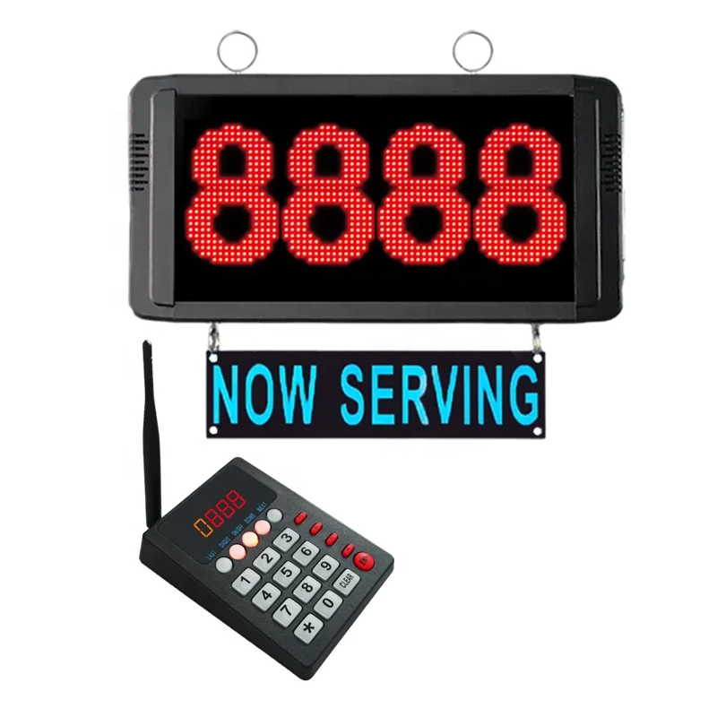 Electronic Queue Calling System Restaurant Coaster Pager With 4-Digit Led Display Board and Call Pad for Hospital Bar Cafe