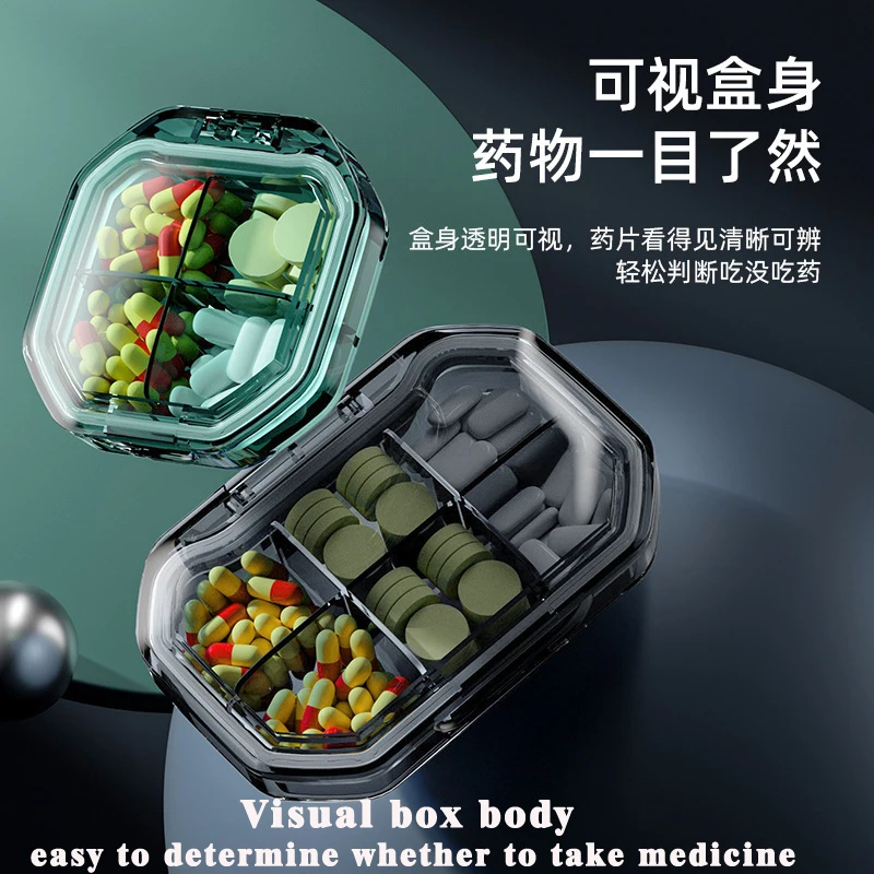 Portable Small Pill Box Travel 4 6 Compartments Daily  Mini Pill Box Waterproof Organiser For Travel