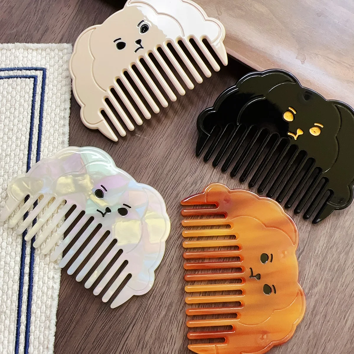 Baxi South Korea Retro Geometric Acetic Comb Korean Style Trendy Color Commuter Comb Girl Style Acetic Acid Pattern Hair Comb