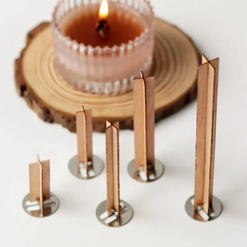Wholesale Custom Cross Wooden Wick With Metal Base Soy Wax Wood Candle Wick For Candle Making