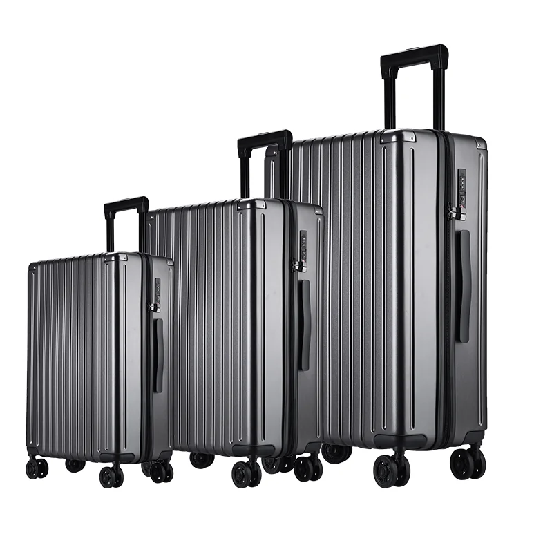 RS2008 Factory grey business ABS hard shell travel luggage sets 3 pieces trolley suitcase luggage set carry on luggage
