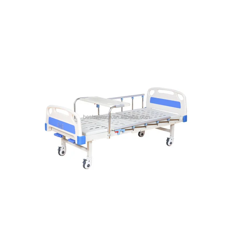 BT-AM203A Cheap 2 Function Manual Hospital bed medical 2 crank adjustable patient bed with rails dinning table price