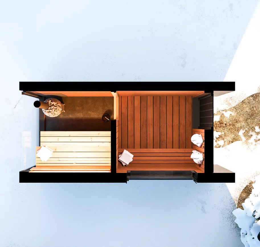 Fired Sauna Cabin House Fired Cube Sauna Room Traditional Wood Spruce Outdoor Modern Solid Wood Villa with Pool 2 Years 40 Mm