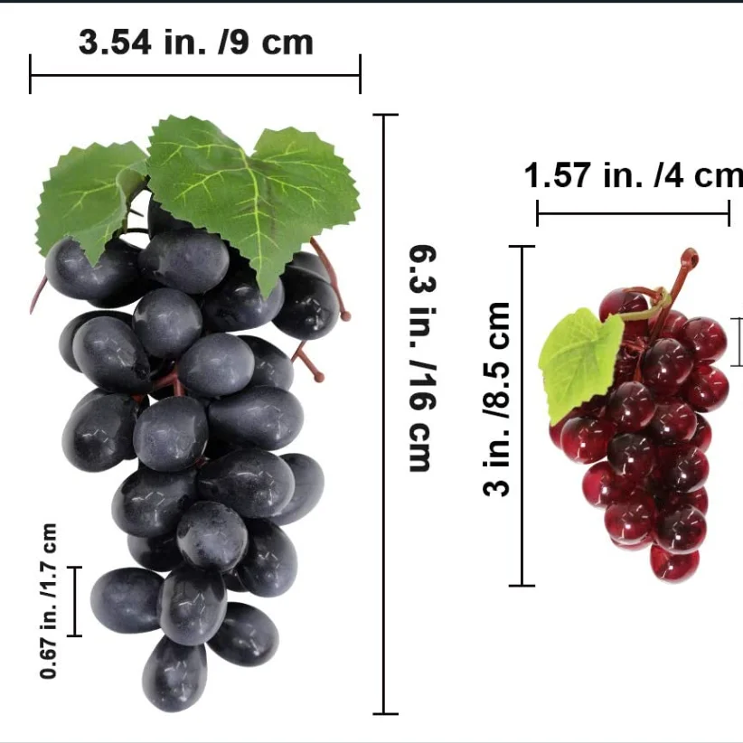Artificial Grapes Plastic Rubber Fake Fruit Home Decor Wine Vegetable Bunch