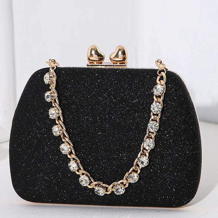 New Banquet Bag Love Diamond Chain Handheld Crossbody Small Square Bag