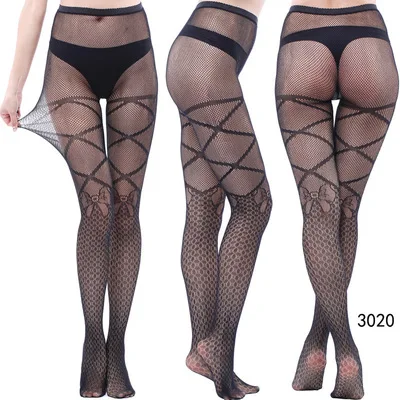 Sxx31 Tattoo Lace Hollow Totem Small Pantyhose Female Tornado Mesh Socks 2