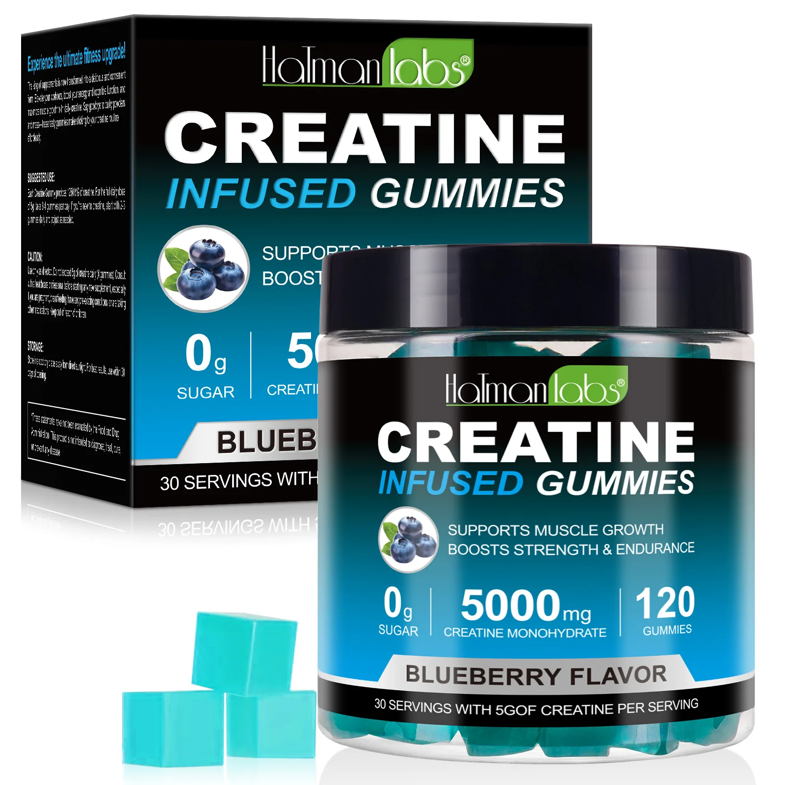Hatmanlabs blueberry creatine infused gummies gummy creatine bodybuilding soft 5000mg creatine gummies monohydrate
