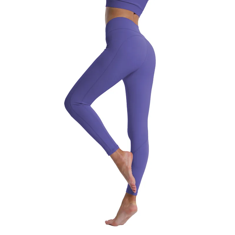 Wholesale  strong colored  Breathable ribbed pants  High Waist Gym Sports Yoga Leggings for women