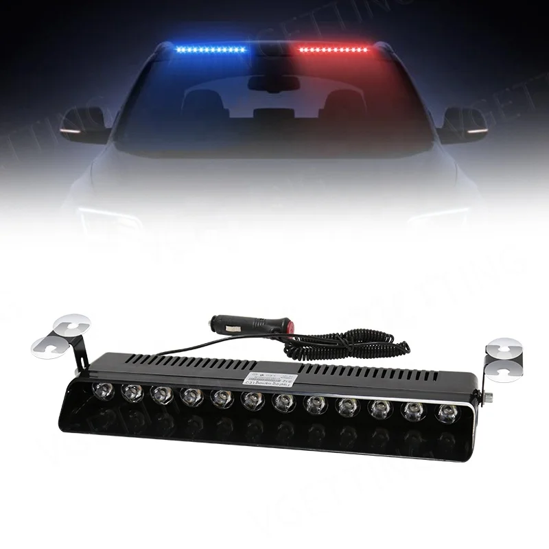 Super Bright 12 LED Strobe Lights Car Interior Front Windshield Warning Flashing Beacons Emergency Lamp Auto Accessories