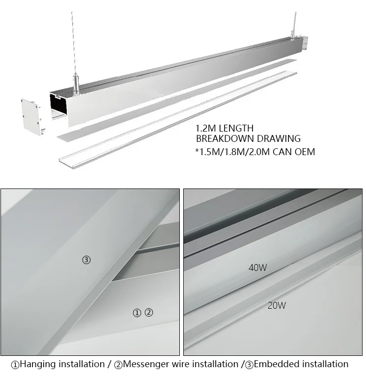 Hot selling SMD 2835 75MM Tube fixtures Led Linear light for Indoor Use Supermarket Office Aluminum PC Material