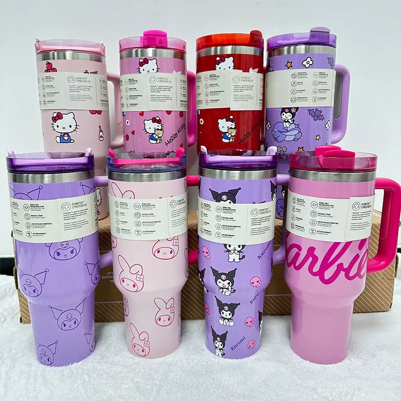 Large Capacity Cartoon Kitty Kids Water Straw Drink Cup Portable Kawaii Ice Water Bottle Coffee Mug Girls Gifts