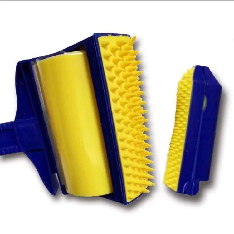 Yellow Silicone 2 Pack Washable Reusable Sticky Lint Roller Fur Pet Hair Remover Sticker Brush Removal For Soft Clothes