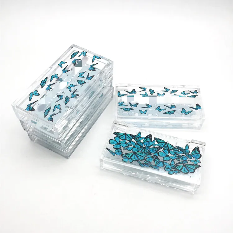 Хит продаж, прозрачная упаковочная коробка и акриловый чехол с принтом в виде бабочки для ресниц из норки
