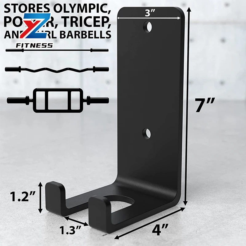 Wall Mounted Single Barbell Storage Rack Hanging Bar Holder Vertical Barbell Rack for Home Gym