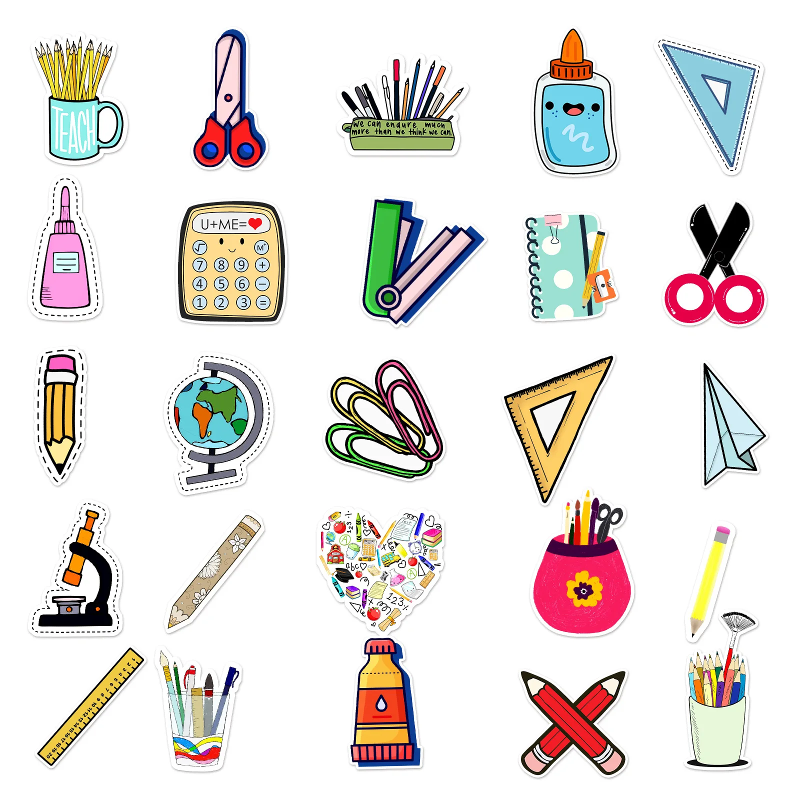 50Pcs Ins Style Cartoon Stationery Graffiti Stickers For Kids Pencil Case Student School Decor Sticker