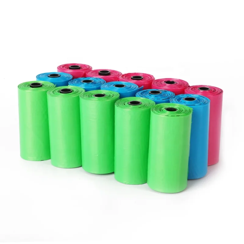 Plastic Pet Waste Cleaning Dog Poop Bags Monochrome Kraft Paper Box Sustainable Samples Available on Roll Single Side Printing