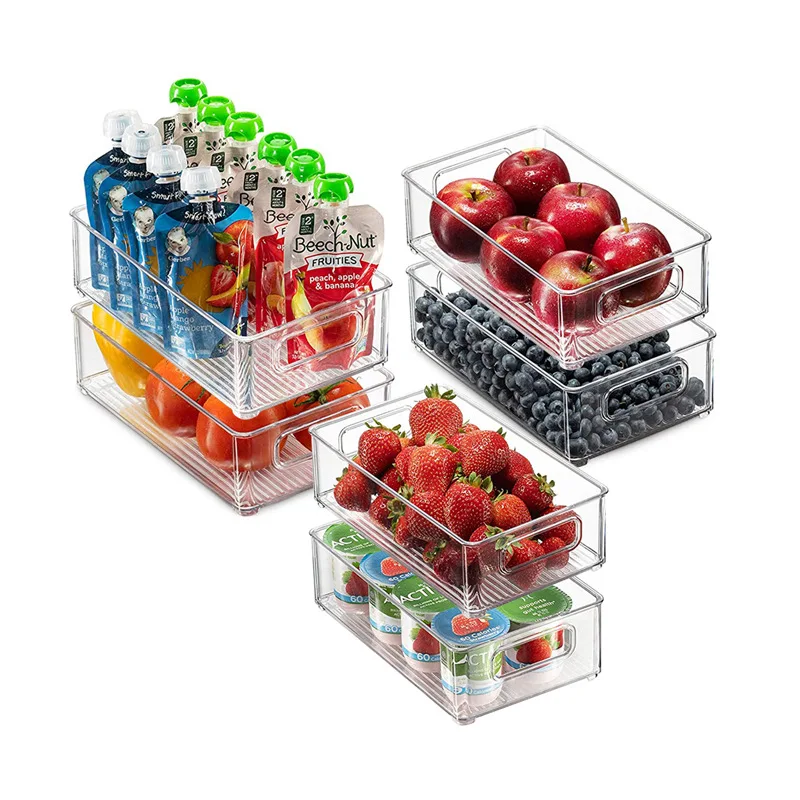 Onsin Kitchen Transparent PET Freeze Storage Box Food Container Bins and Storage Boxes Fruit Storage Containers for Fridge