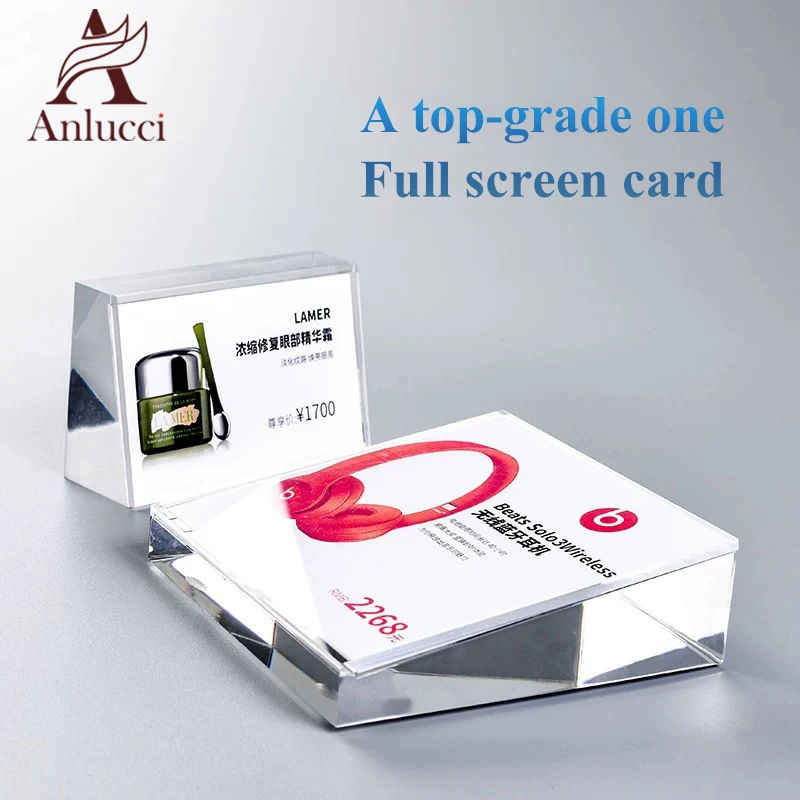 
inclined shape Slant Back acrylic sign holder transparent menu display stand china manufacture 