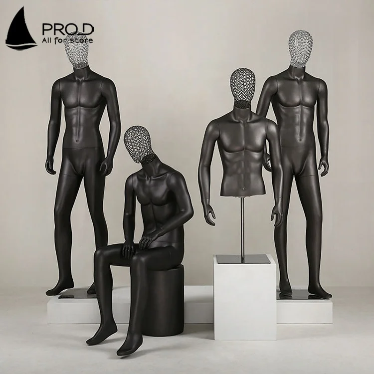 Ruilang Factory Hot Sale Clothing Display Plastic Black Male Mannequin