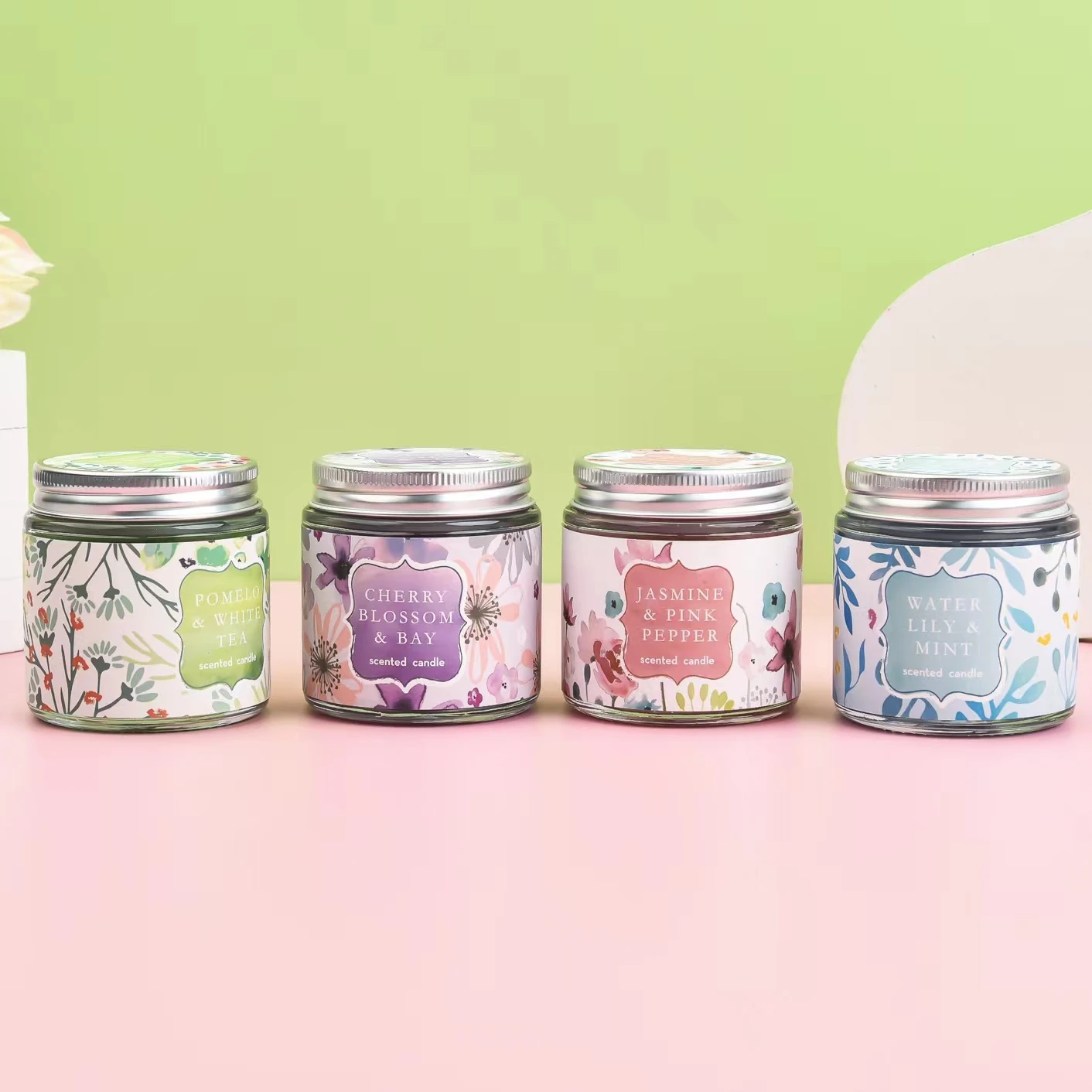 wholesale home decor candle colorful glass jar soy wax scented custom luxury birthday aromatic candles with lid