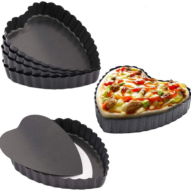 MJ Cake tools non stick coating heart baking dish removable loose bottom 4 inch pie egg tart pan